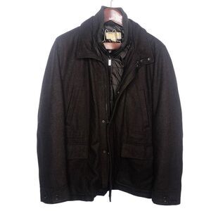 Michael Kors Men’s Brown Wool Peacoat 2-in-1 Built In Coat Jacket Large L